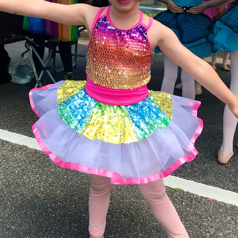 Ballet / dance costume — rainbow, sequins, tulle